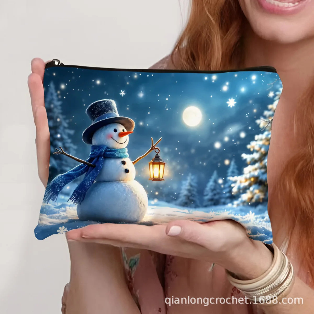Hot-selling New Trend Makeup Bags, Christmas Snowman Print Storage Bags, Pencil Cases Available for Customization Makeup Pouch