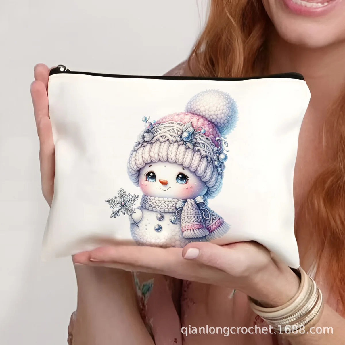 Hot-selling New Trend Makeup Bags, Christmas Snowman Print Storage Bags, Pencil Cases Available for Customization Makeup Pouch
