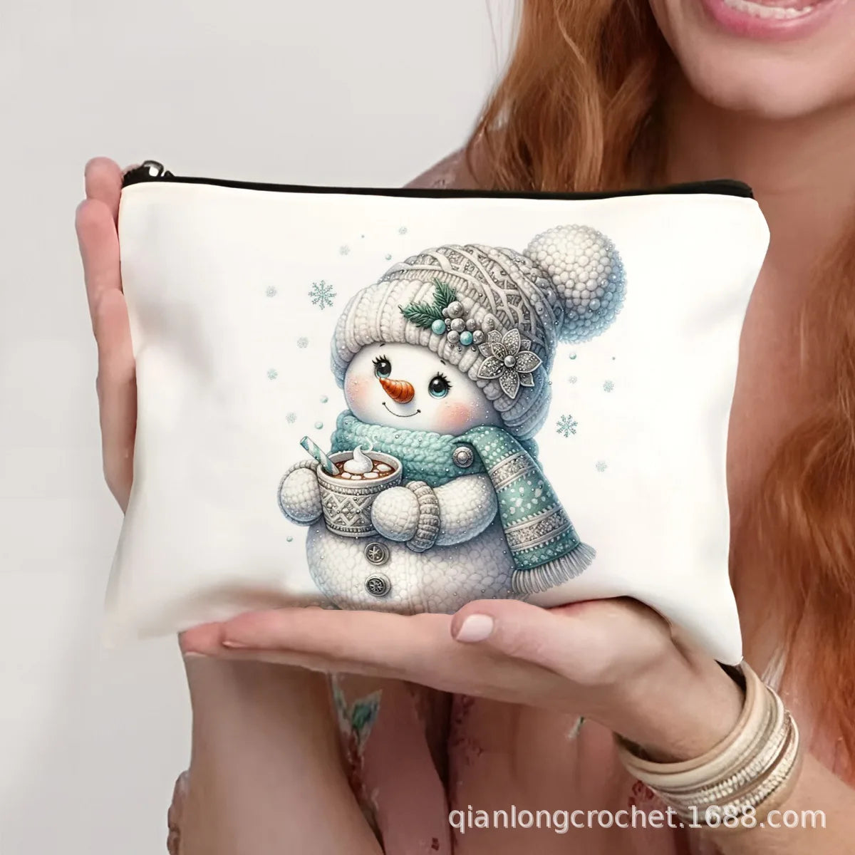 Hot-selling New Trend Makeup Bags, Christmas Snowman Print Storage Bags, Pencil Cases Available for Customization Makeup Pouch
