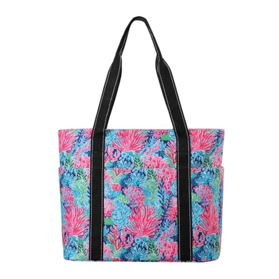 Tote Bag for Women with Laptop Compartment and Cup Holder, Nylon Bag for Work, Travel, Gym, Beach, Teacher, Nurse, School, Mom