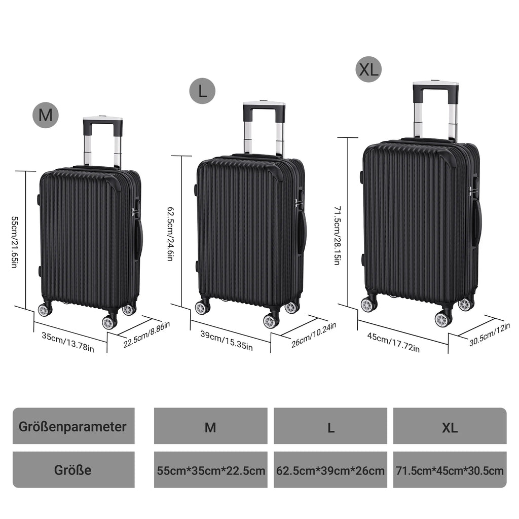 Ensemble de 3 valises rigides à roulettes Roshanda (tailles 20, 24 et 28 pouces)