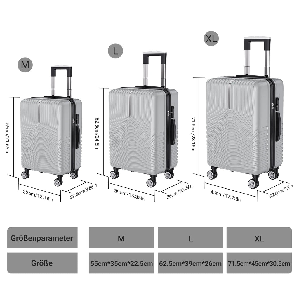 Ensemble de 3 valises rigides à roulettes Roshanda (tailles 20, 24 et 28 pouces)