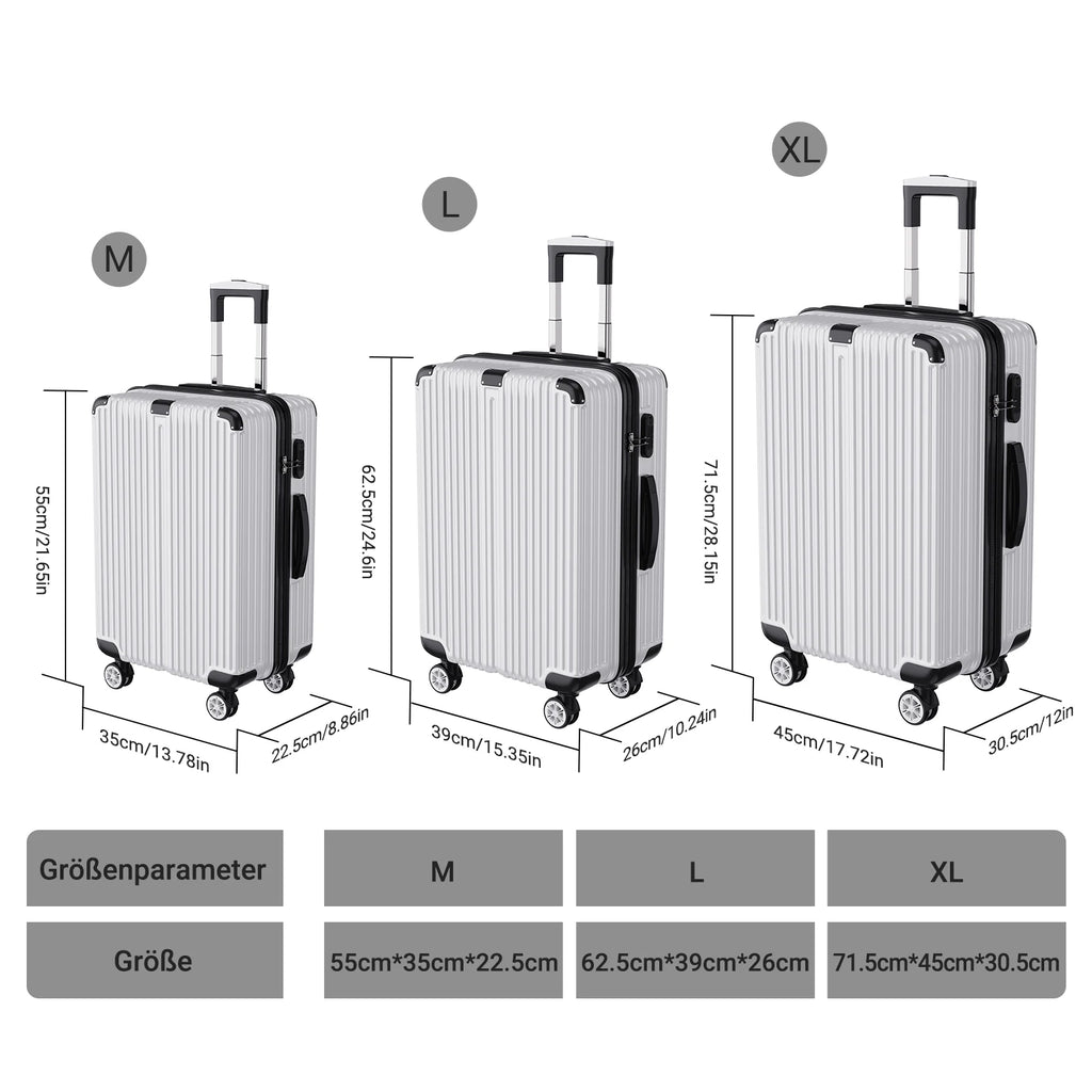 Ensemble de 3 valises rigides à roulettes Roshanda (tailles 20, 24 et 28 pouces)