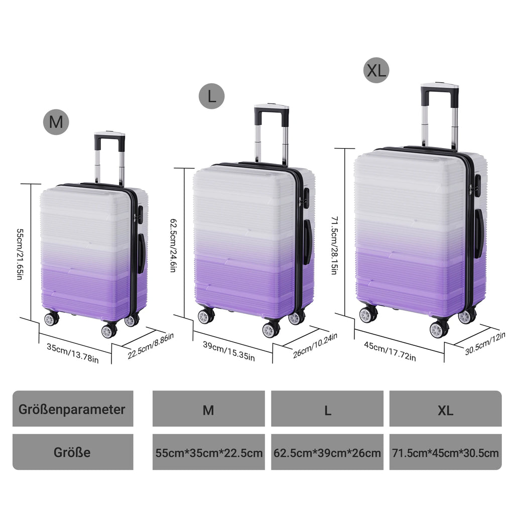 Ensemble de 3 valises rigides à roulettes Roshanda (tailles 20, 24 et 28 pouces)