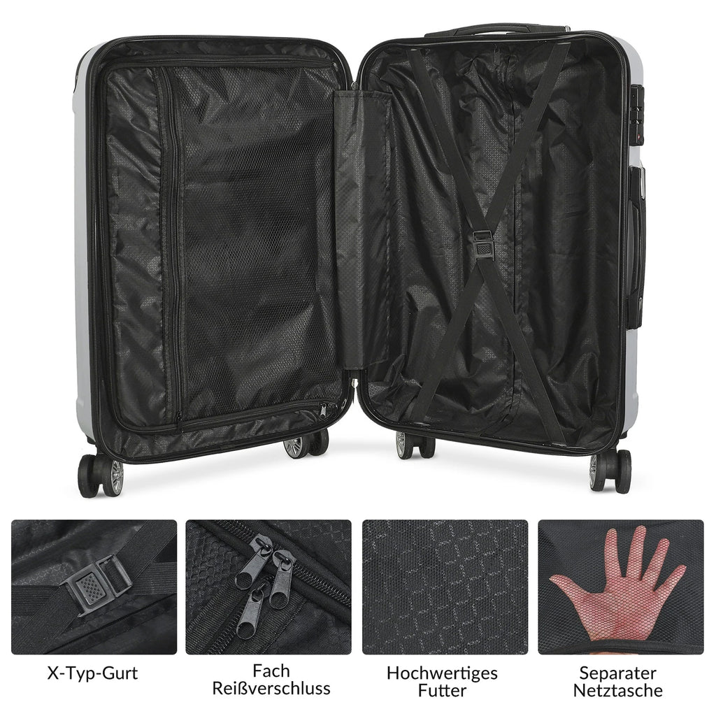 Ensemble de 3 valises rigides à roulettes Roshanda (tailles 20, 24 et 28 pouces)