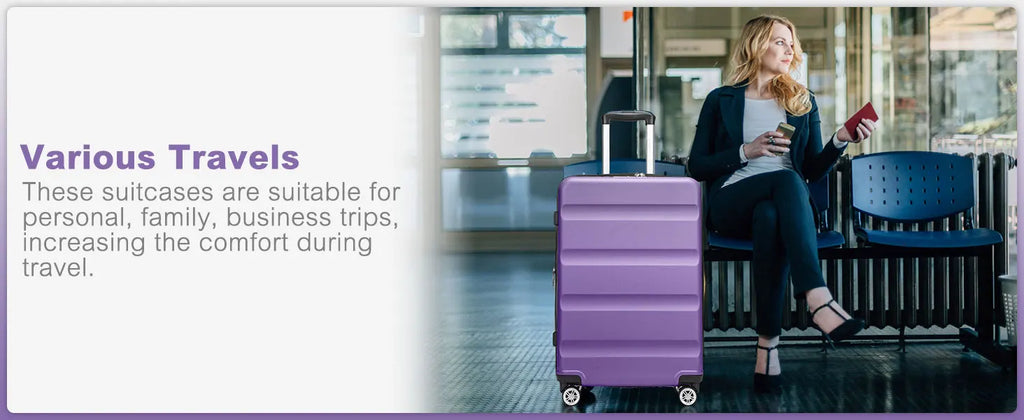KONO hand luggage Suitcase-Lightweight hard case with TSA Lock & 4 spinner wheels, cabin-fit (55/65/75cm)