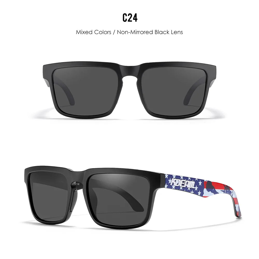 Nouvelles lunettes de soleil carrées pour hommes de la marque KDEAM – Haute qualité, style sportif, verres polarisés avec revêtement réfléchissant effet miroir.