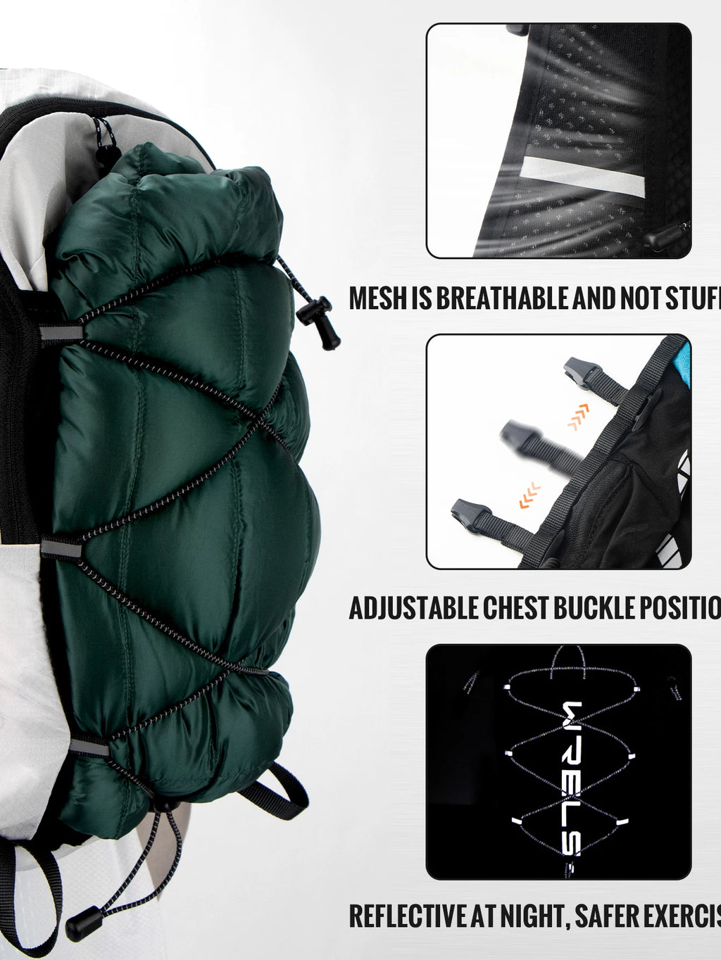 WRELS Outdoor Trail Running Jogging Backpack Ultralight Women Men Running Race Hydration Vest Running Bag For Marathon Hiking