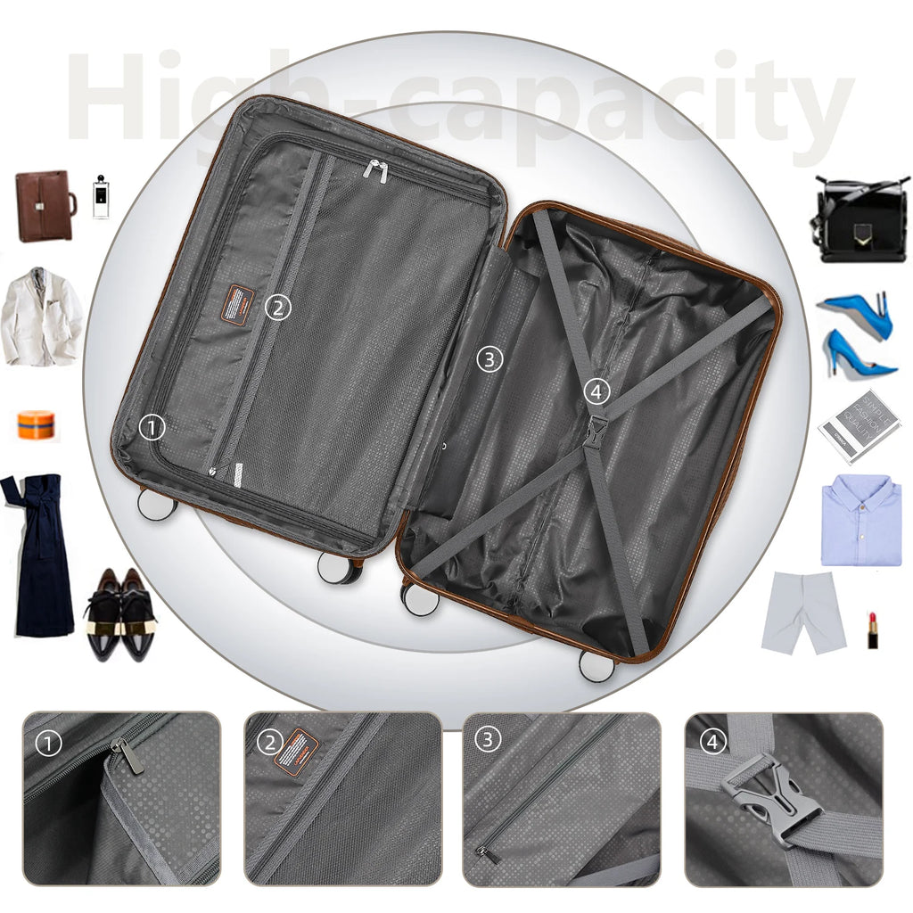 Luggage Sets 6 Piece with Spinner Wheels, Carry on Suitcase, Duffel Bag & Toiletry Bag, Lightweight Durable Rolling Luggage
