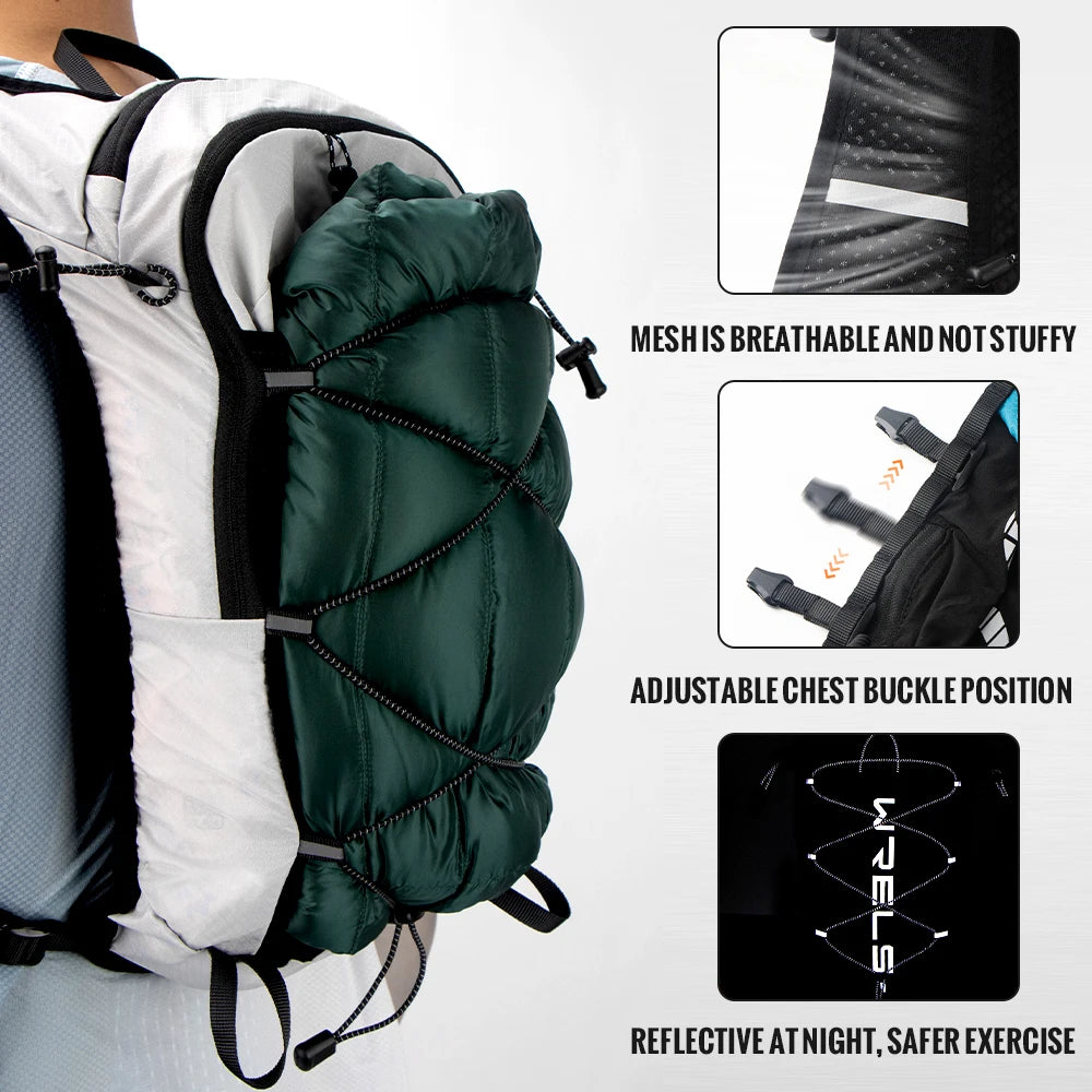 WRELS Outdoor Trail Running Jogging Backpack Ultralight Women Men Running Race Hydration Vest Running Bag For Marathon Hiking