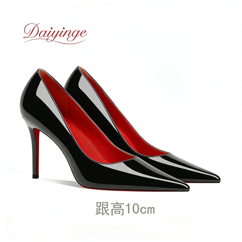 Chaussures pour femme tendance 2026 – Escarpins de luxe à talons aiguilles (12 cm), bout pointu et semelles rouges – Confortables, idéales pour soirées, cérémonies et mariages