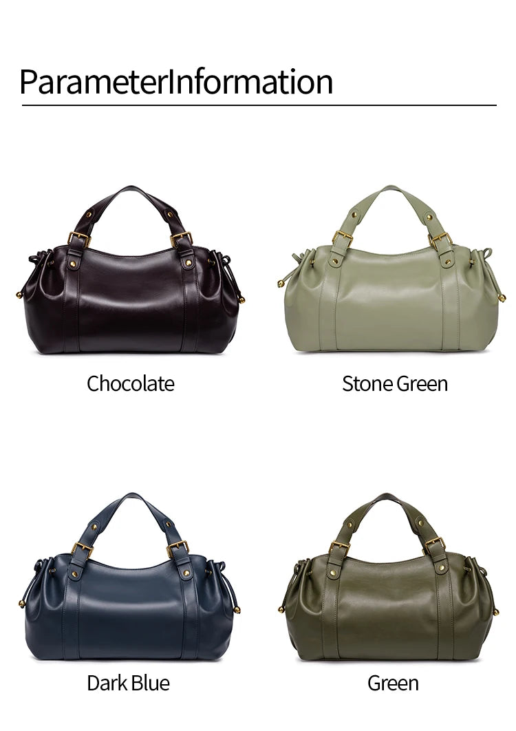 Sac Boston pour femme (collection 2026) – Sac à main souple et épuré de couleur unie, idéal pour le travail, porté épaule ou croisé.