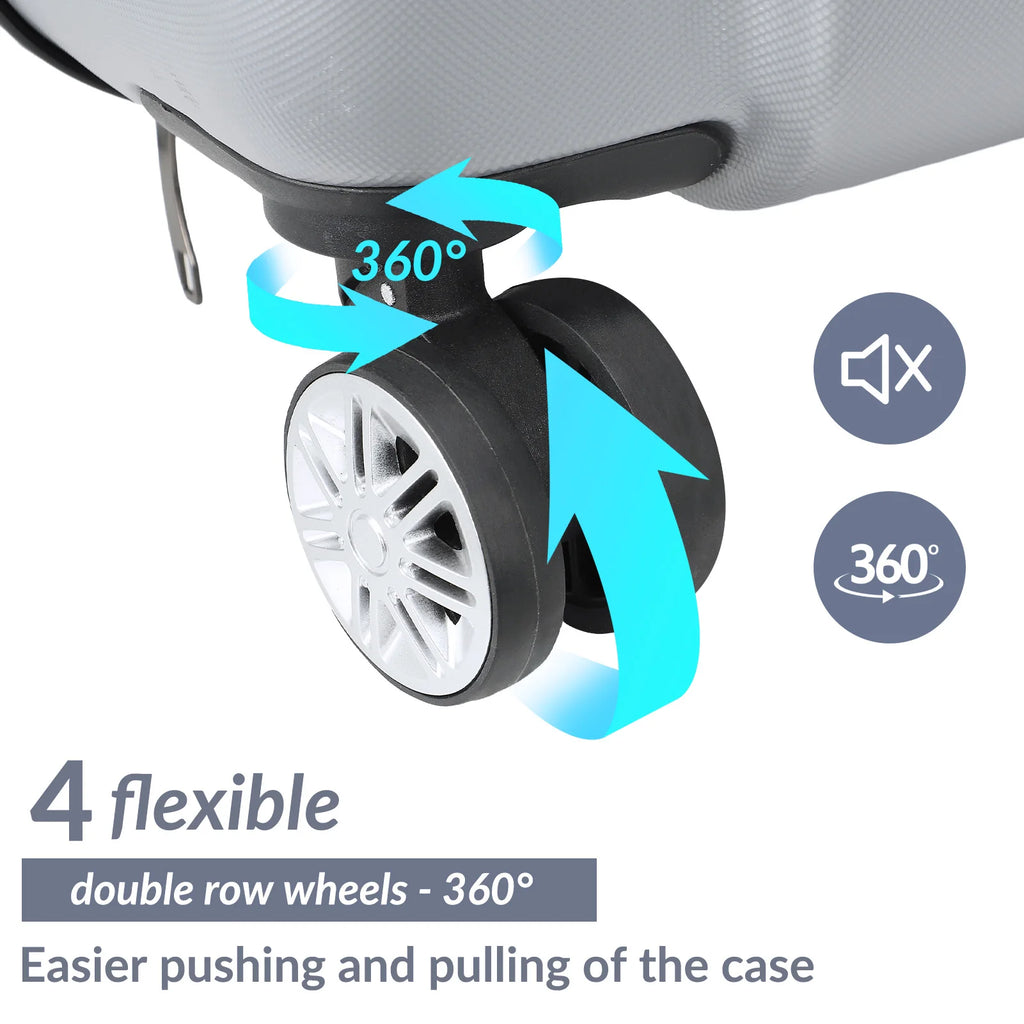 3-piece suitcase set 20-24- 28" Set ABS hard shell travel luggage set 4 wheels zipper telescopic pull rod M-L-XL set Black