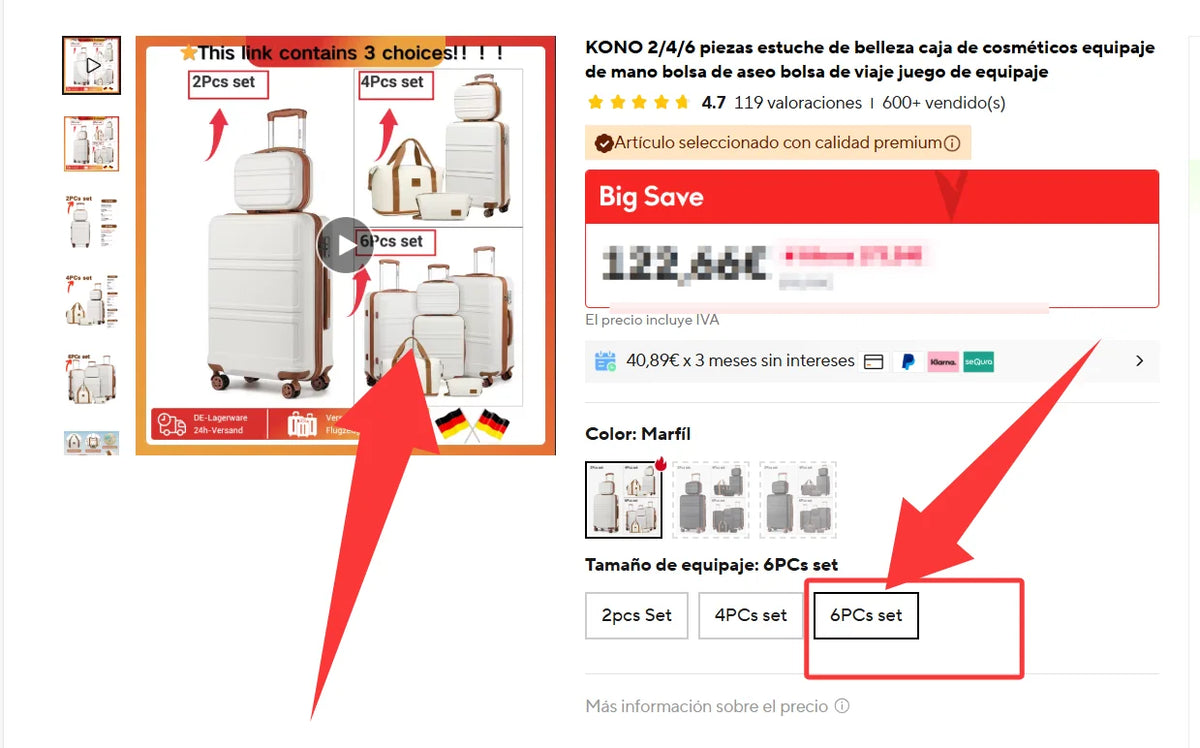 KONO 2/4/6-piece beauty case box cosmetics case hand luggage toilet bag travel bag luggage set