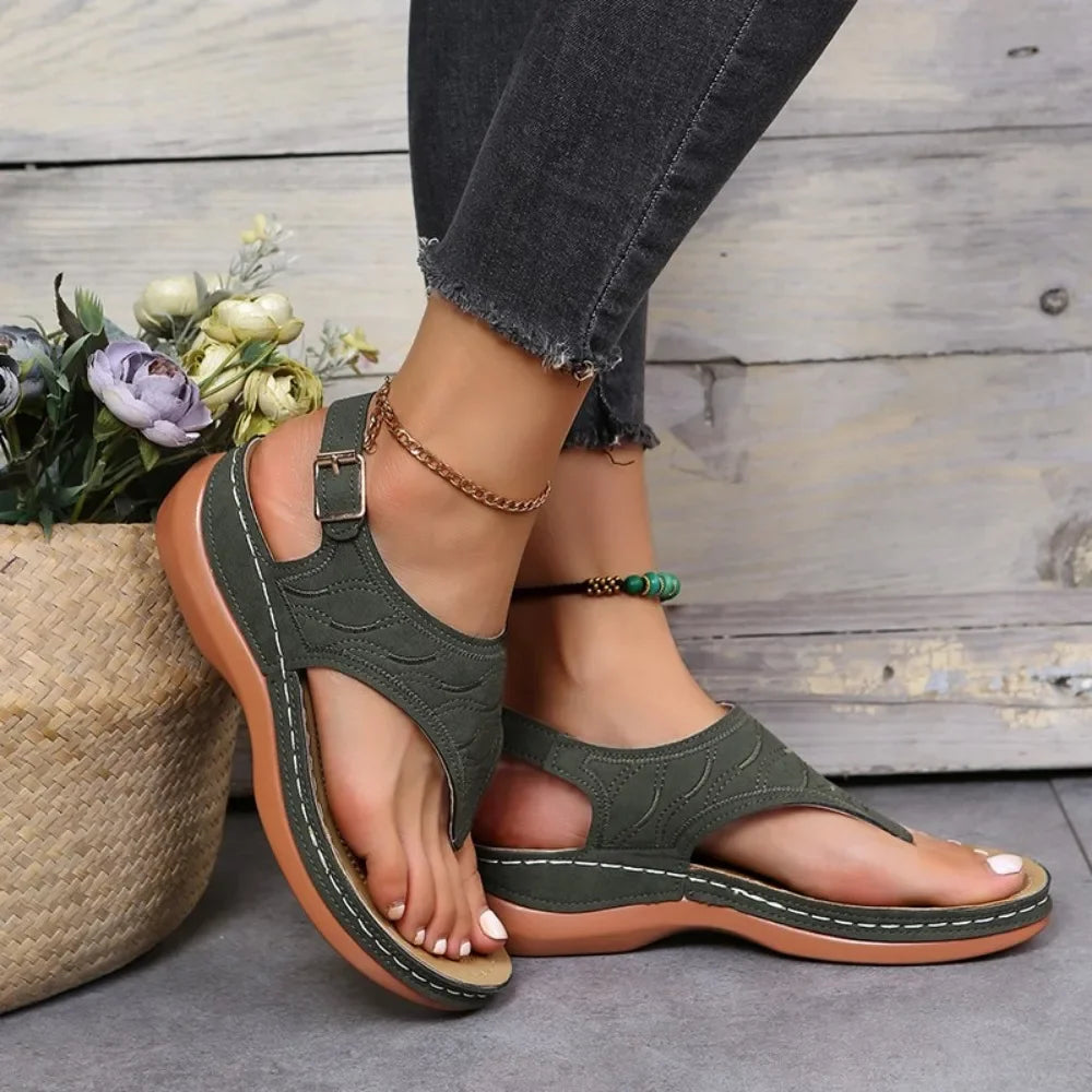 Sandales pour femme style romain à bride et boucle – Respirantes, légères, à plateforme et bout ouvert – Tailles 36 à 43