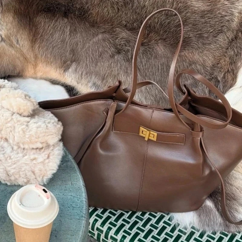 Sac cabas pour femme Été 2026 – Grand format, idéal pour le quotidien – Style coréen tendance – Sac à main chic et luxueux en cuir PU – Sac porté épaule