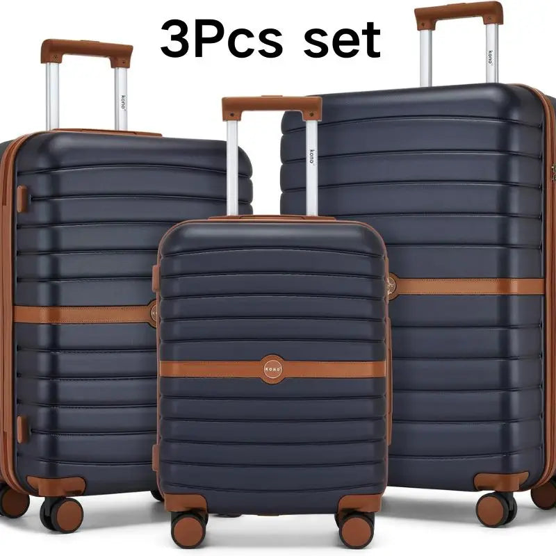 KONO Hard Shell Case (55/66/76 cm) PC suitcase Set with 360 ° Roll & Combination Lock