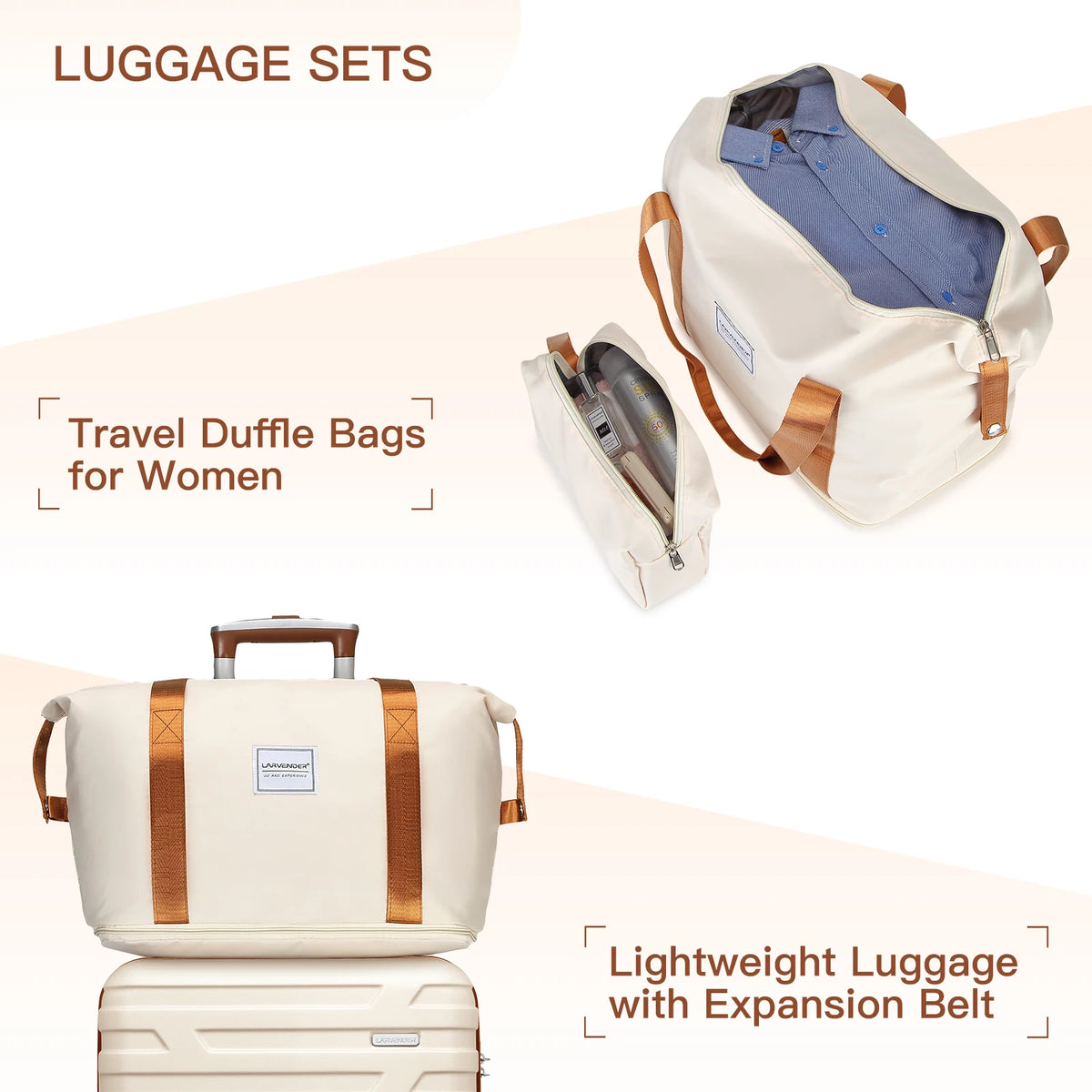 Luggage Sets 6 Piece with Spinner Wheels, Carry on Suitcase, Duffel Bag & Toiletry Bag, Lightweight Durable Rolling Luggage