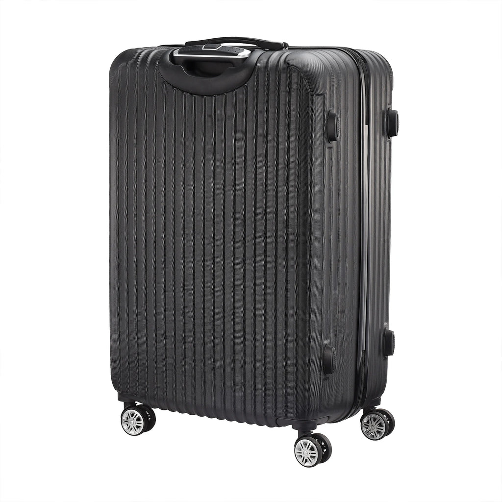 3-piece suitcase set 20-24- 28" Set ABS hard shell travel luggage set 4 wheels zipper telescopic pull rod M-L-XL set Black