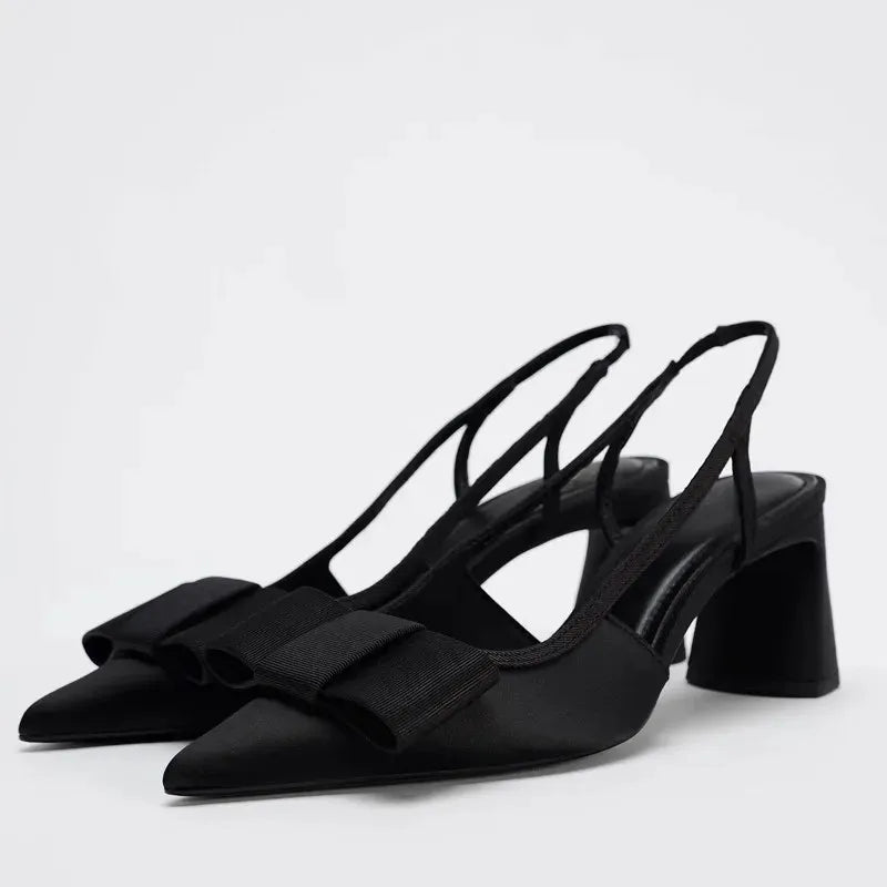 Escarpins sexy en cuir verni bordeaux à bout pointu pour femme – Chaussures de créateur élégantes et confortables avec bride arrière et nœud, idéales pour les soirées et banquets.