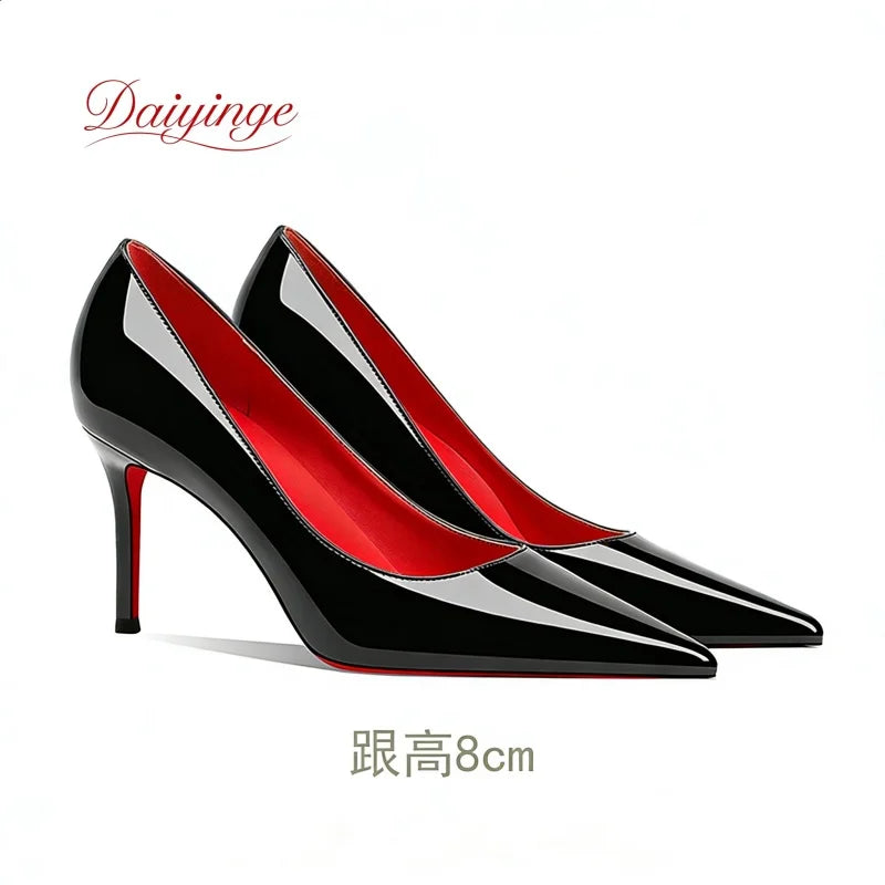 Chaussures pour femme tendance 2026 – Escarpins de luxe à talons aiguilles (12 cm), bout pointu et semelles rouges – Confortables, idéales pour soirées, cérémonies et mariages