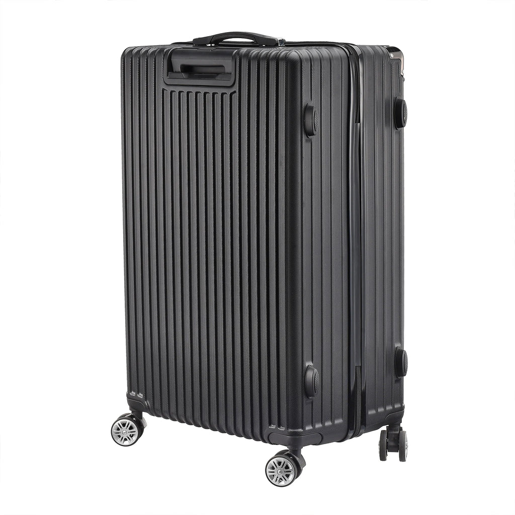 3-piece suitcase set 20-24- 28" Set ABS hard shell travel luggage set 4 wheels zipper telescopic pull rod M-L-XL set Black