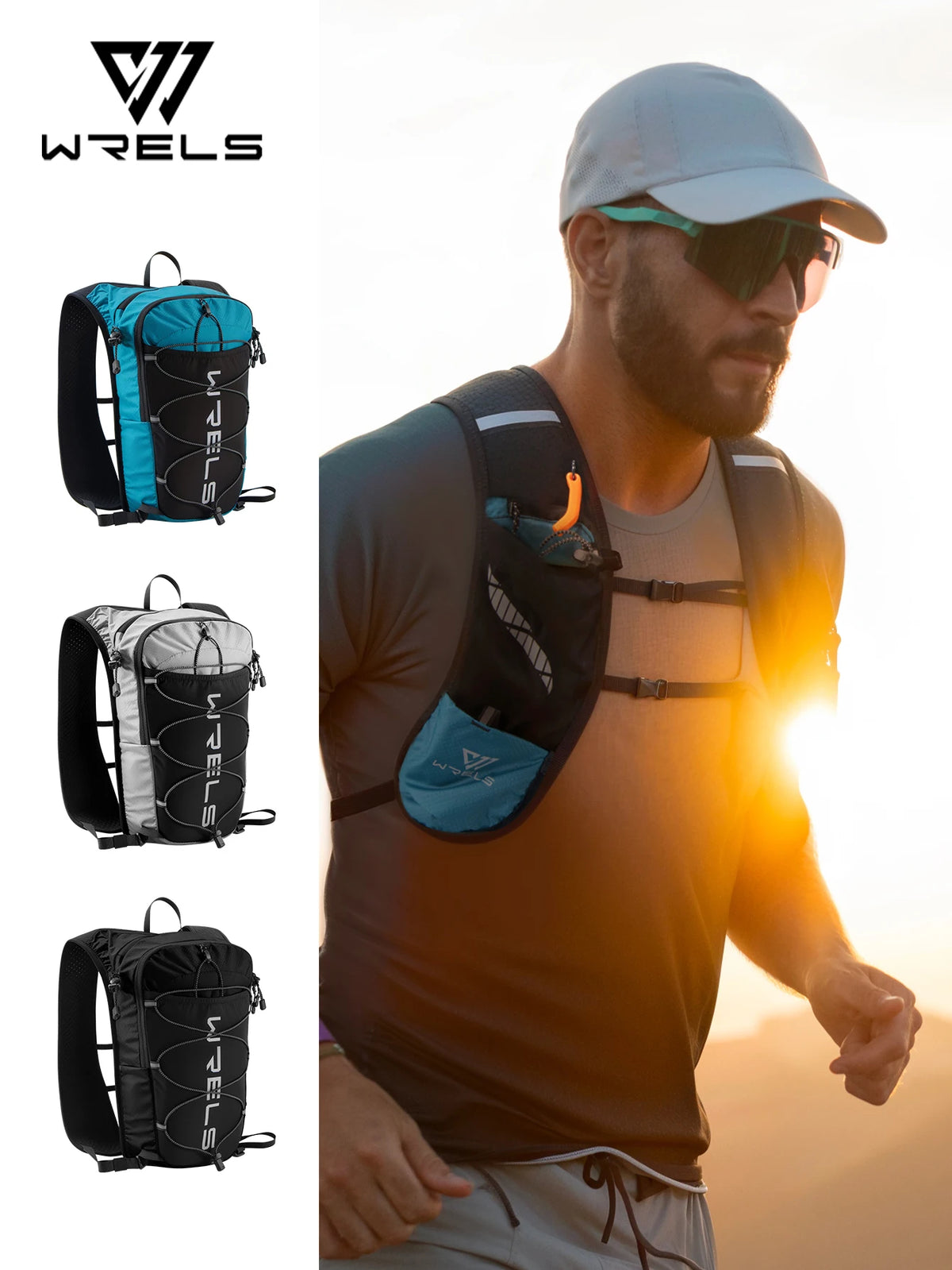 WRELS Outdoor Trail Running Jogging Backpack Ultralight Women Men Running Race Hydration Vest Running Bag For Marathon Hiking