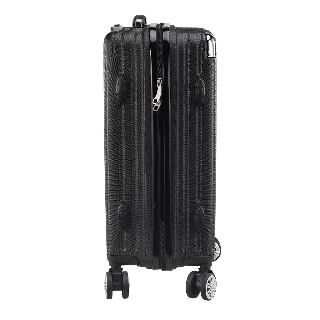 3-piece suitcase set 20-24- 28" Set ABS hard shell travel luggage set 4 wheels zipper telescopic pull rod M-L-XL set Black