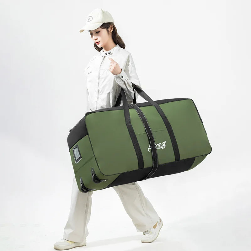 Spring Student Luggage Large Capacity Foldable Checked Bag Residential Quilt Storage Travel with Wheels