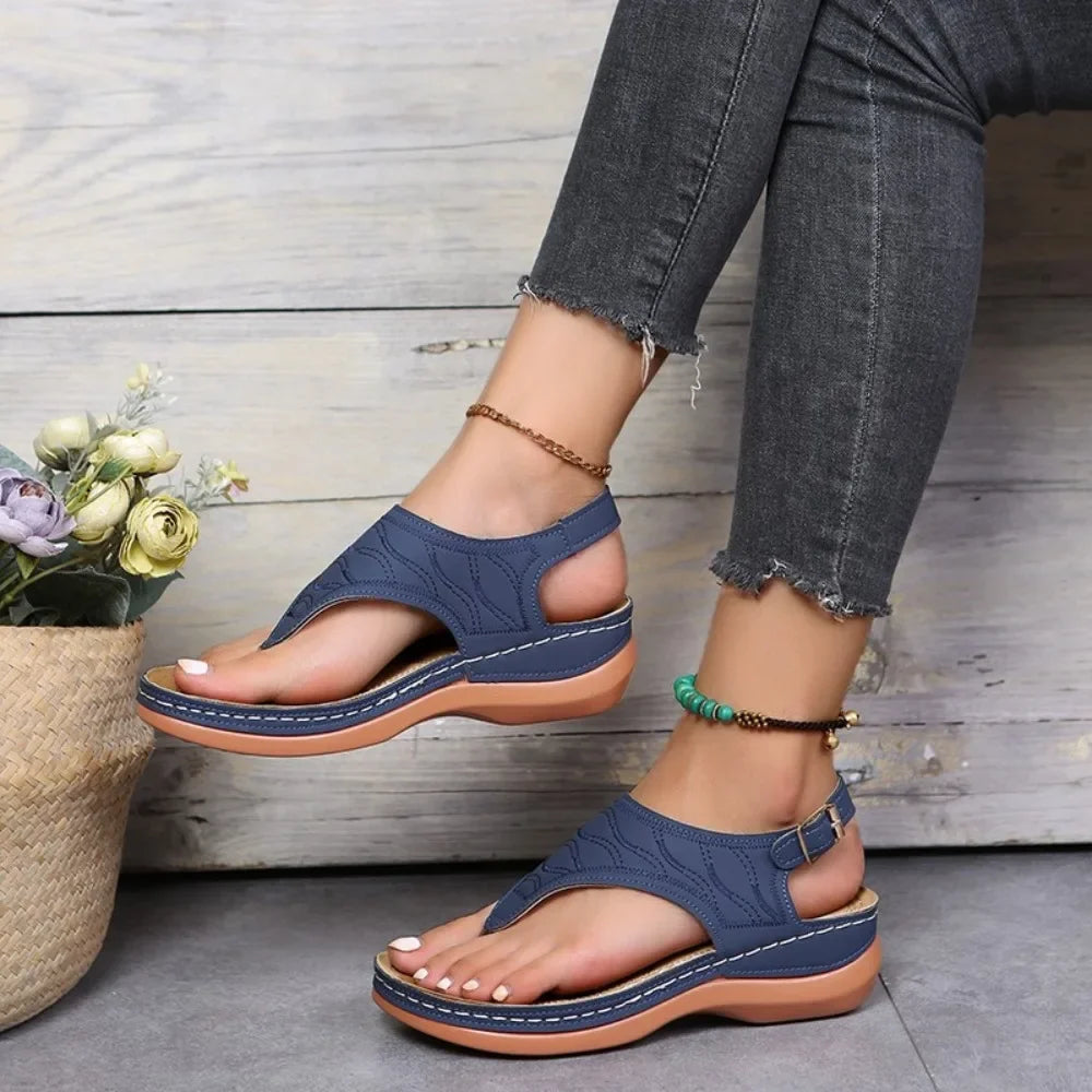 Sandales pour femme style romain à bride et boucle – Respirantes, légères, à plateforme et bout ouvert – Tailles 36 à 43