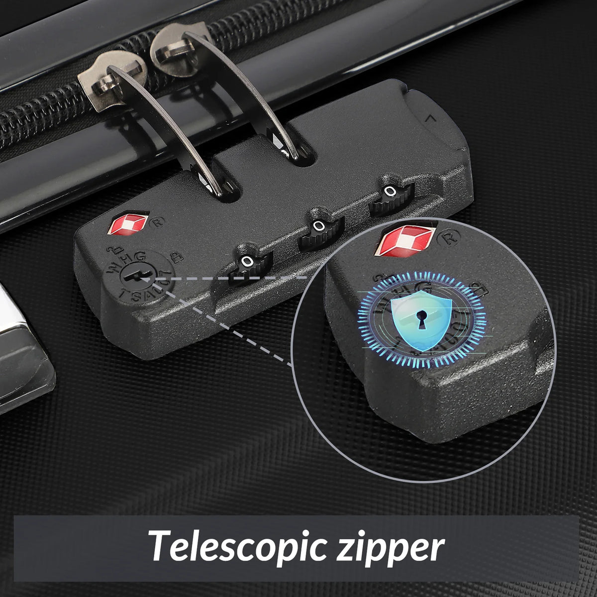 3-piece suitcase set 20-24- 28" Set ABS hard shell travel luggage set 4 wheels zipper telescopic pull rod M-L-XL set Black