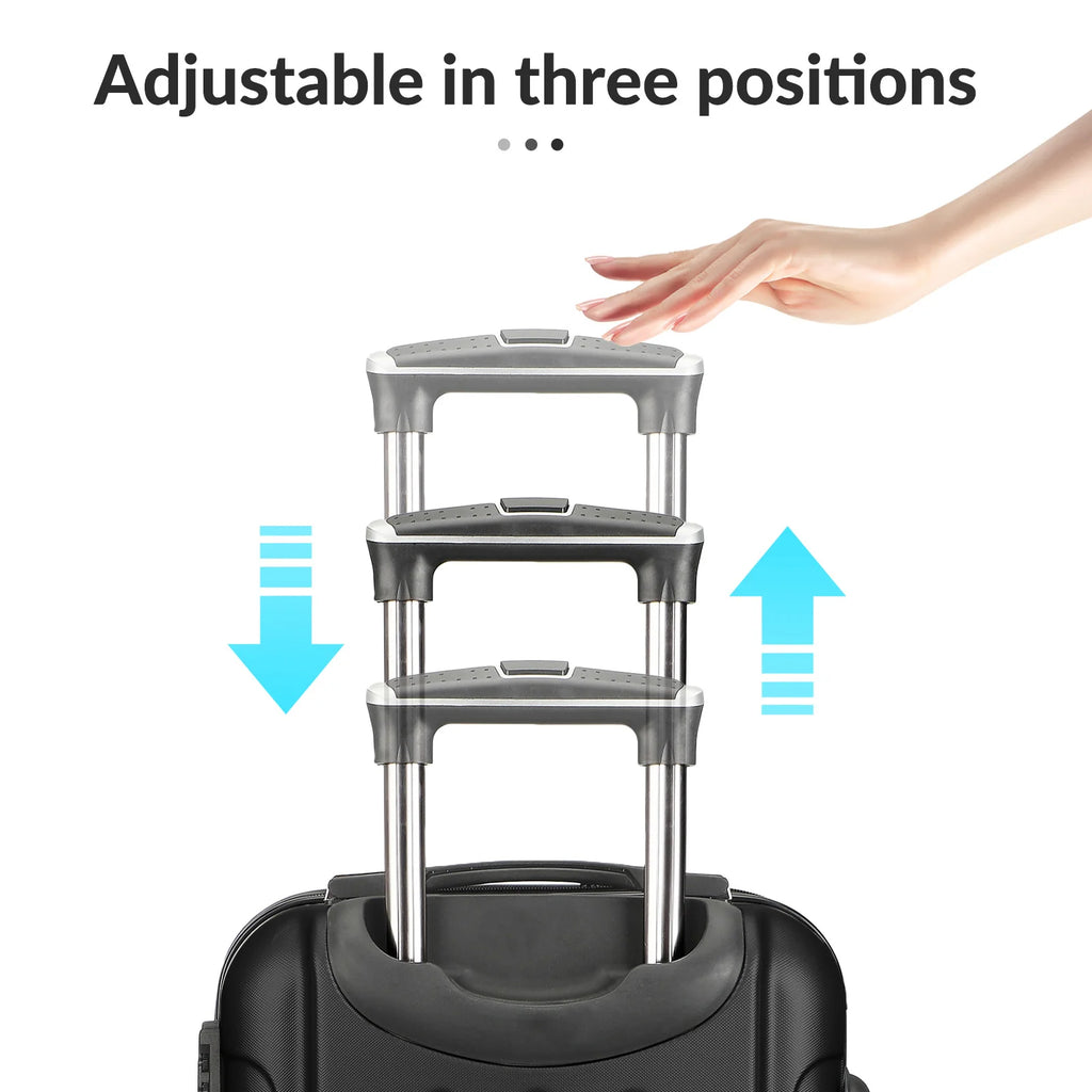 3-piece suitcase set 20-24- 28" Set ABS hard shell travel luggage set 4 wheels zipper telescopic pull rod M-L-XL set Black