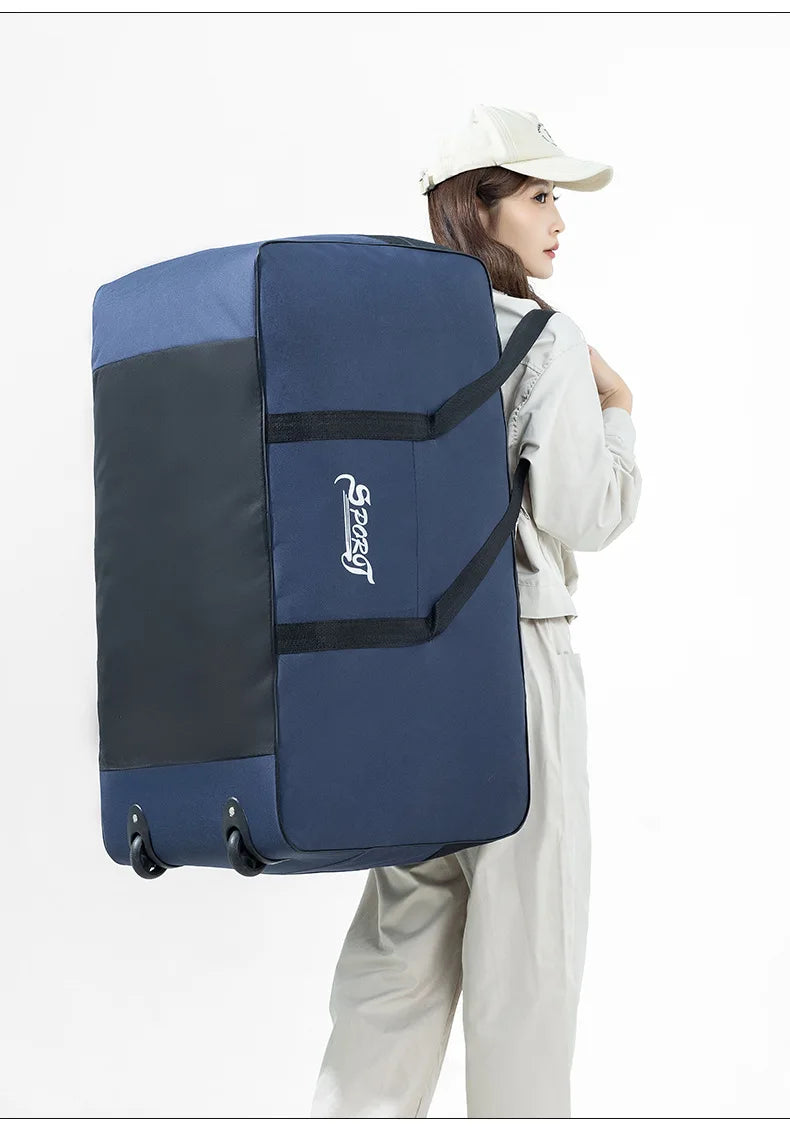 Spring Student Luggage Large Capacity Foldable Checked Bag Residential Quilt Storage Travel with Wheels
