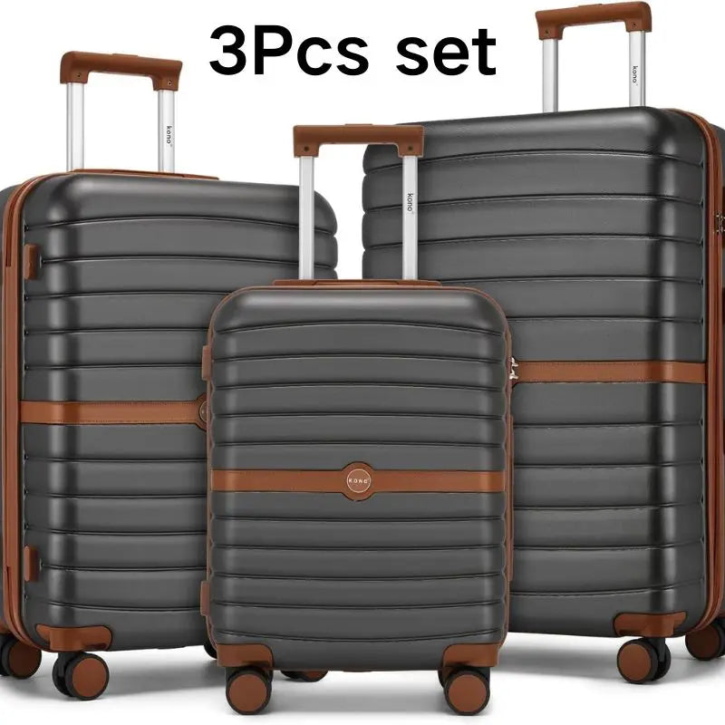 KONO Hard Shell Case (55/66/76 cm) PC suitcase Set with 360 ° Roll & Combination Lock
