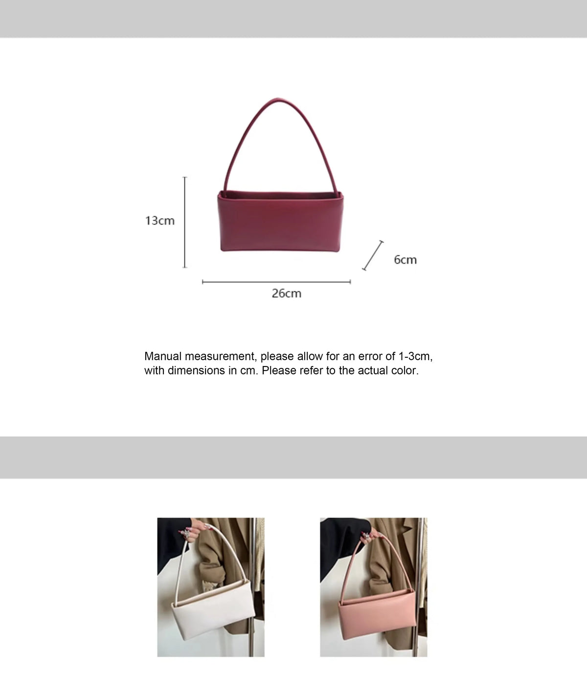 Sac souple pour femme uni – Nouveauté Printemps/Été 2025 – Sac polyvalent porté croisé ou à l'épaule (style « sous le bras ») en PU – Sac carré idéal pour le quotidien