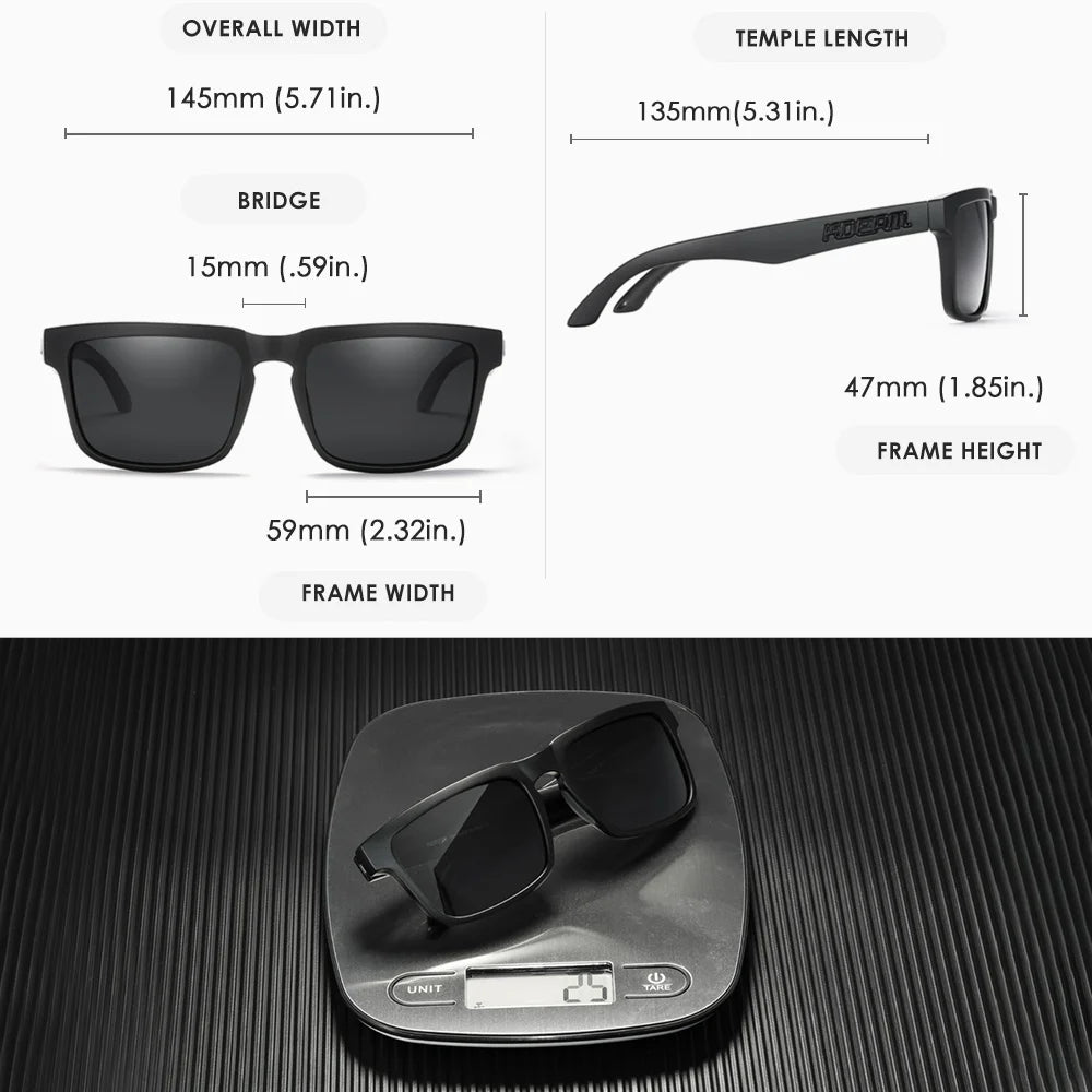Nouvelles lunettes de soleil carrées pour hommes de la marque KDEAM – Haute qualité, style sportif, verres polarisés avec revêtement réfléchissant effet miroir.
