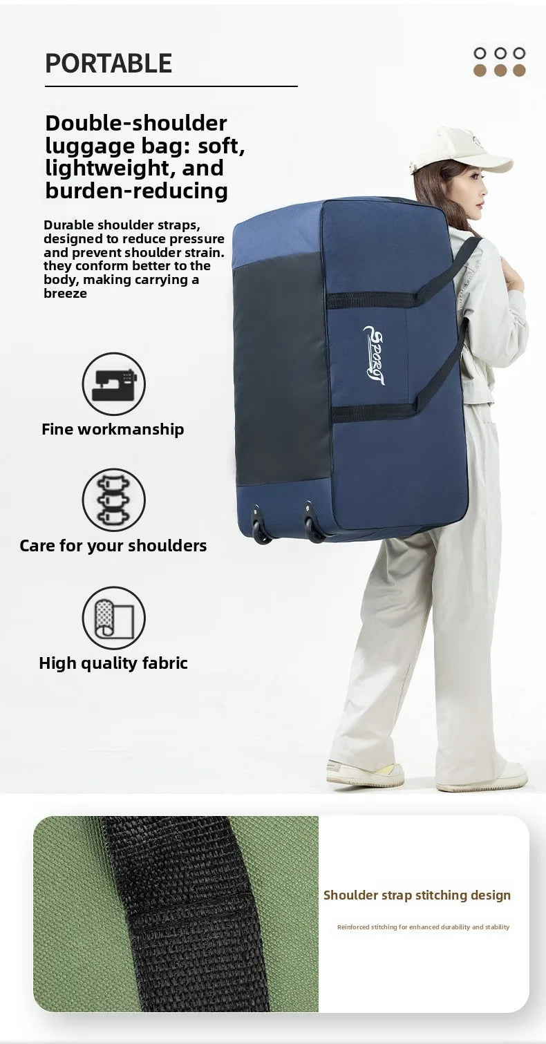 Spring Student Luggage Large Capacity Foldable Checked Bag Residential Quilt Storage Travel with Wheels