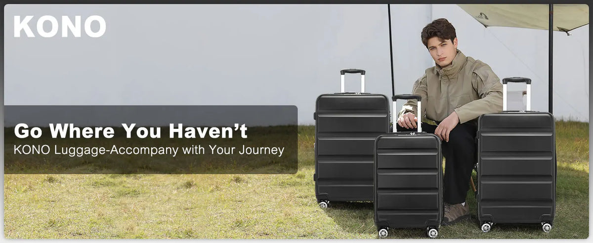 KONO hand luggage Suitcase-Lightweight hard case with TSA Lock & 4 spinner wheels, cabin-fit (55/65/75cm)