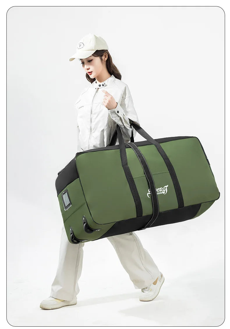 Spring Student Luggage Large Capacity Foldable Checked Bag Residential Quilt Storage Travel with Wheels