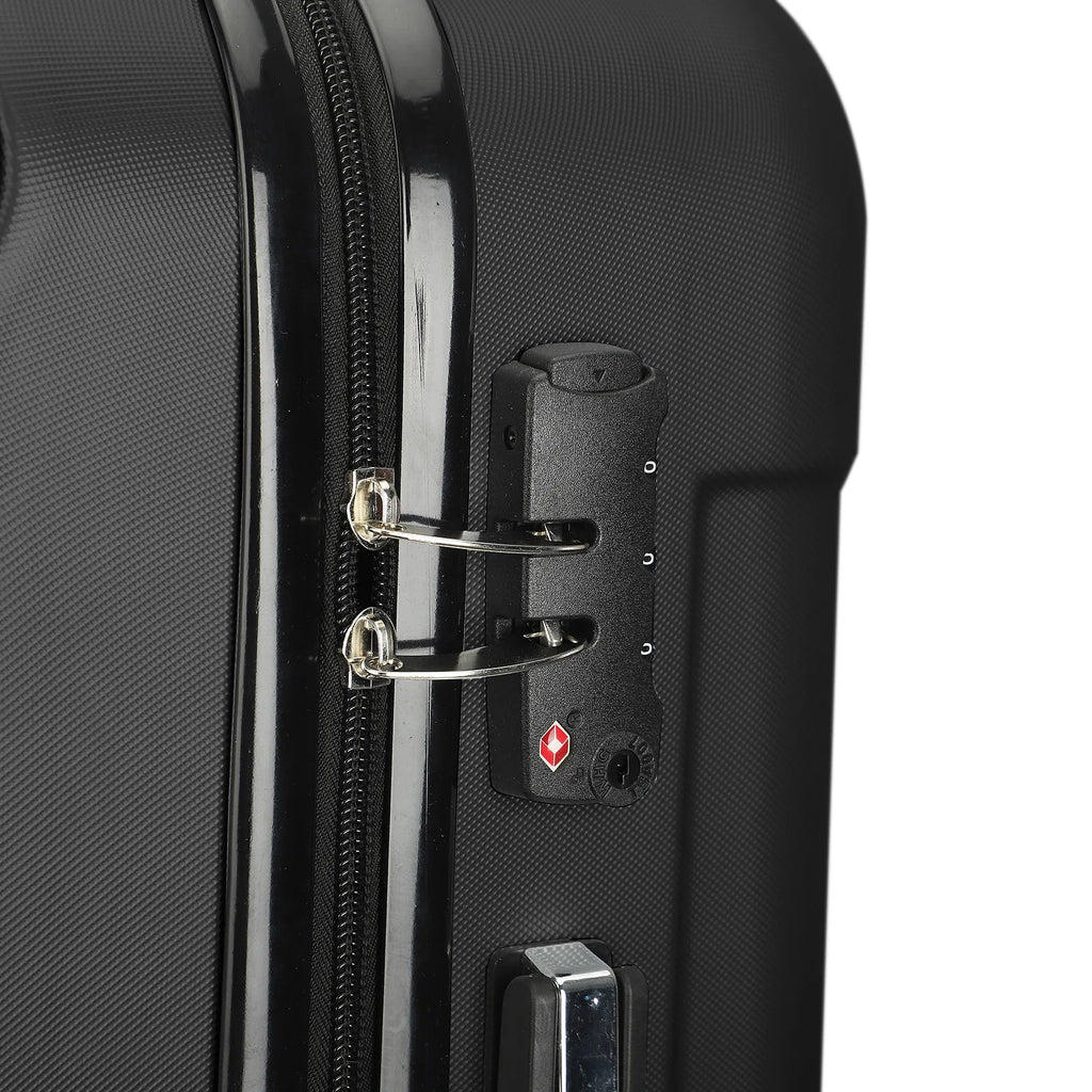 3-piece suitcase set 20-24- 28" Set ABS hard shell travel luggage set 4 wheels zipper telescopic pull rod M-L-XL set Black