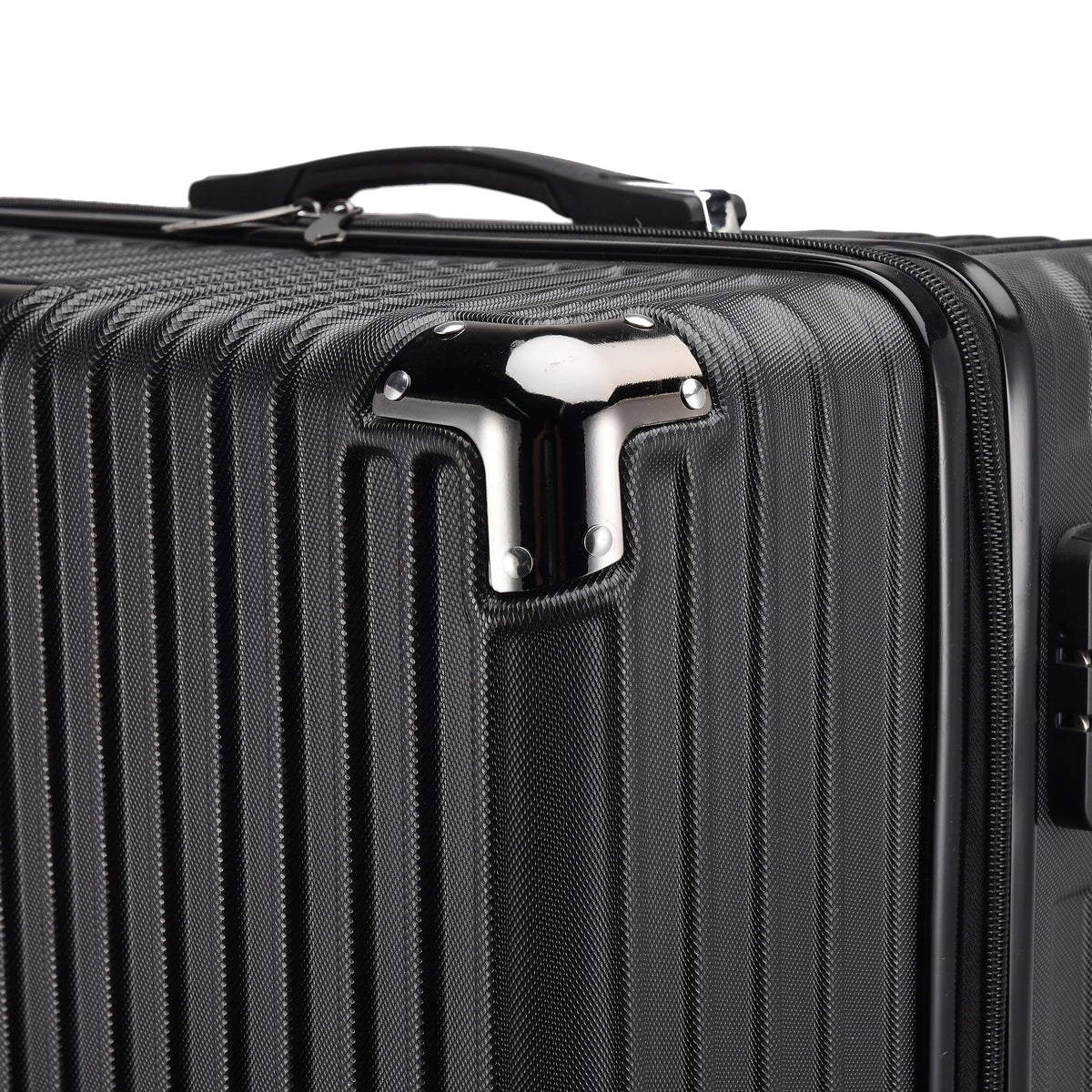 3-piece suitcase set 20-24- 28" Set ABS hard shell travel luggage set 4 wheels zipper telescopic pull rod M-L-XL set Black