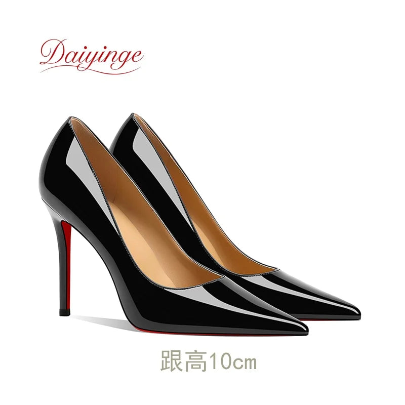 Chaussures pour femme tendance 2026 – Escarpins de luxe à talons aiguilles (12 cm), bout pointu et semelles rouges – Confortables, idéales pour soirées, cérémonies et mariages