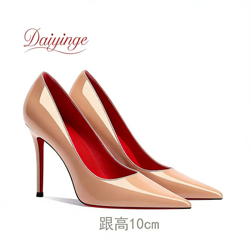 Chaussures pour femme tendance 2026 – Escarpins de luxe à talons aiguilles (12 cm), bout pointu et semelles rouges – Confortables, idéales pour soirées, cérémonies et mariages