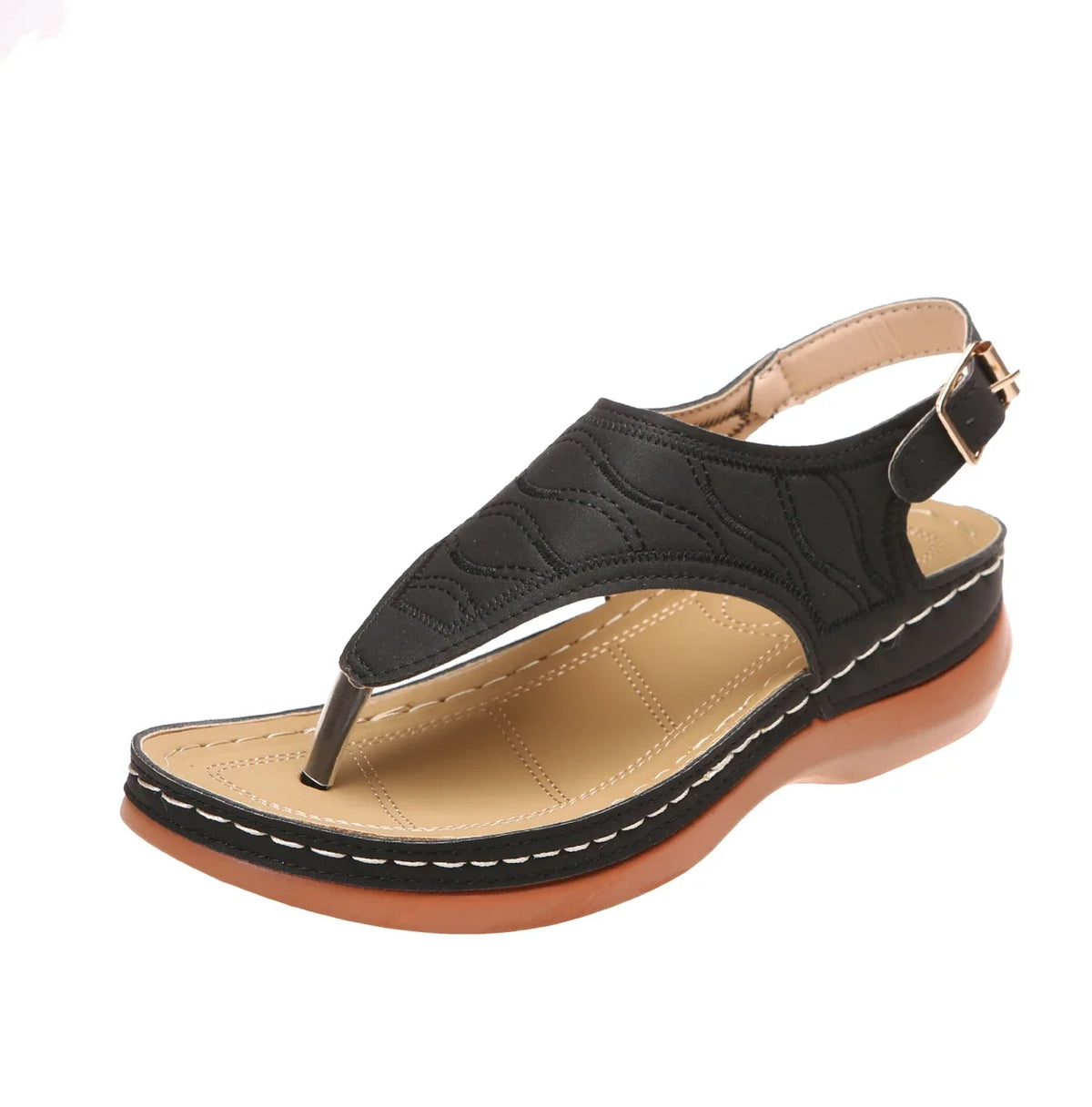 Sandales pour femme style romain à bride et boucle – Respirantes, légères, à plateforme et bout ouvert – Tailles 36 à 43