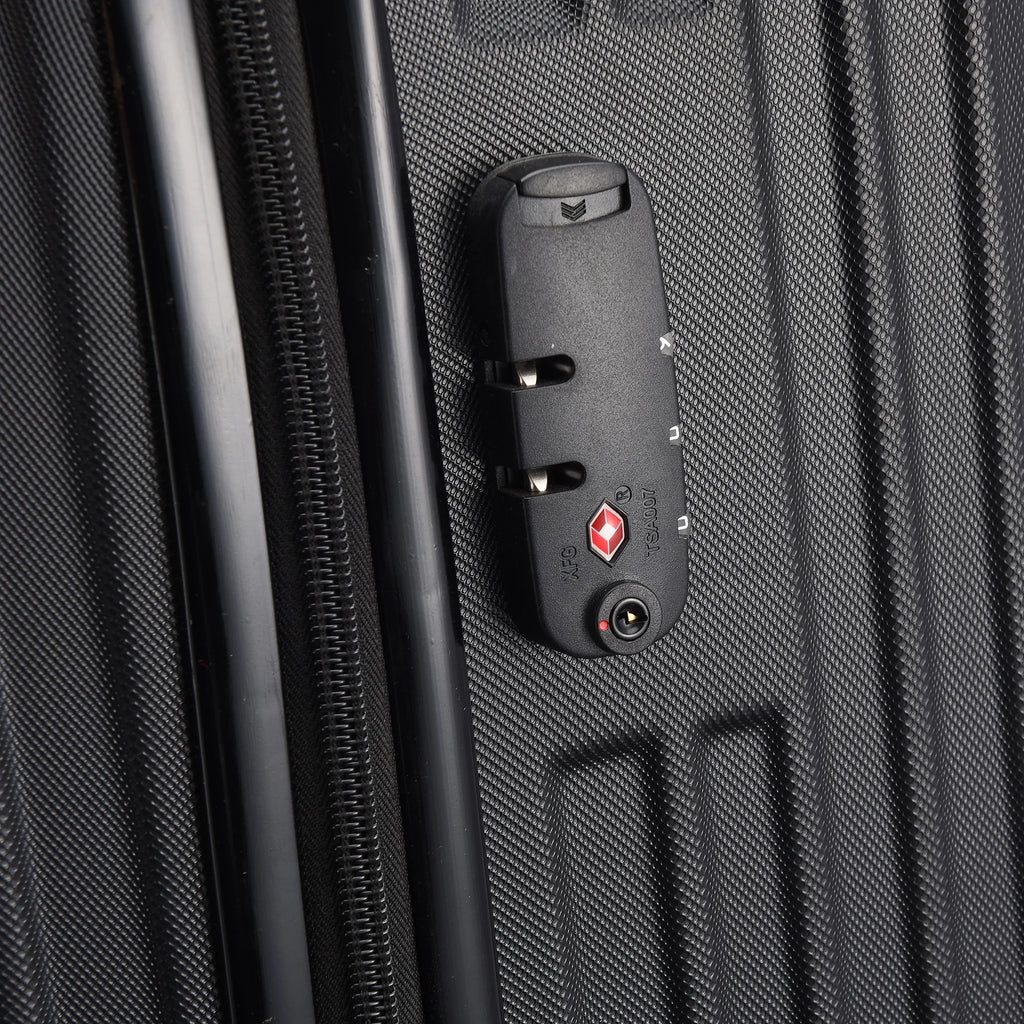 3-piece suitcase set 20-24- 28" Set ABS hard shell travel luggage set 4 wheels zipper telescopic pull rod M-L-XL set Black
