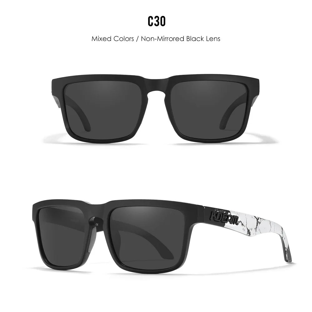 Nouvelles lunettes de soleil carrées pour hommes de la marque KDEAM – Haute qualité, style sportif, verres polarisés avec revêtement réfléchissant effet miroir.
