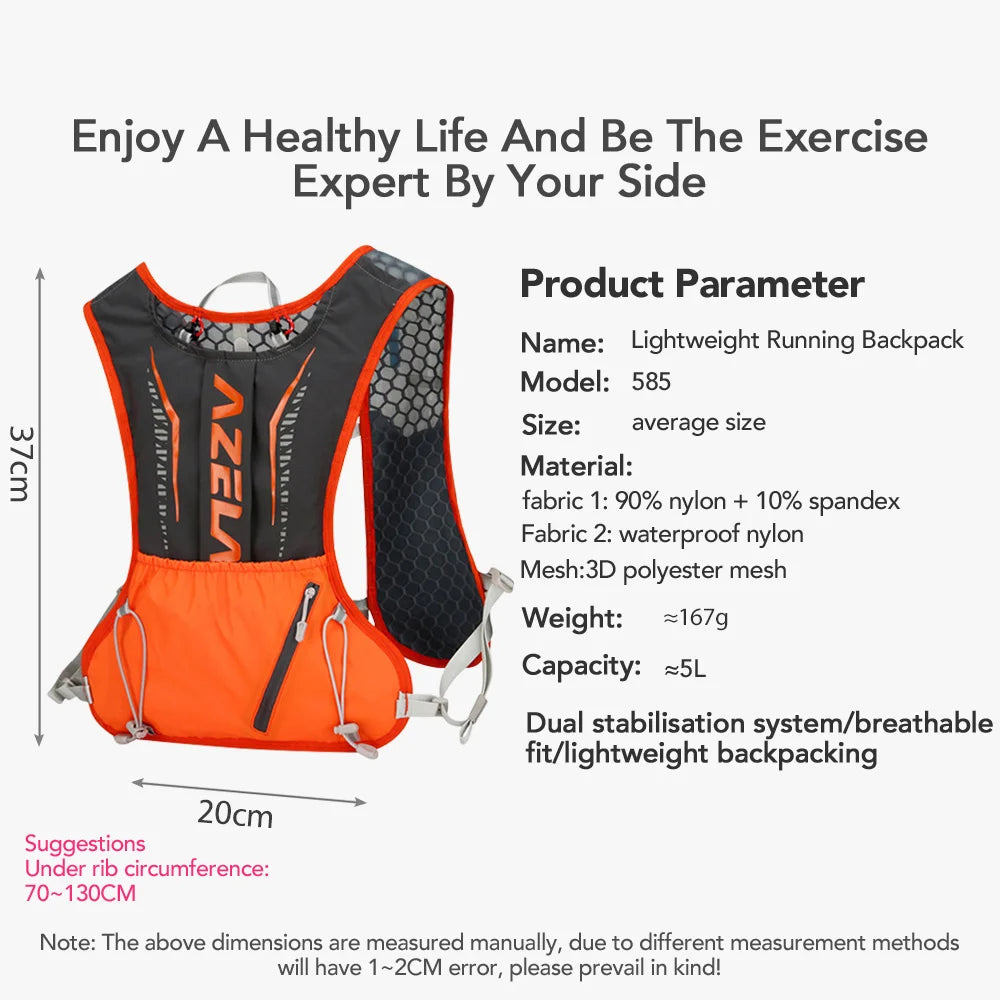 NEWBOLER-Lightweight Running Backpack Hydration Vest, Suitable for Bicycle Marathon Hiking, Ultra-light and Portable 5L