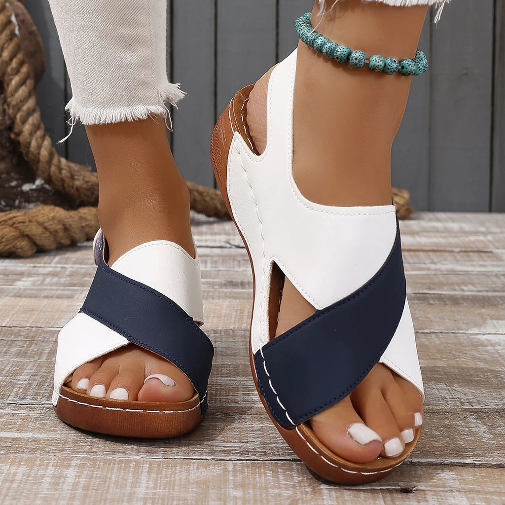 Sandales d'été pour femme, grandes tailles, chaussures de marche décontractées, sandales compensées, chaussures de soirée pour femme