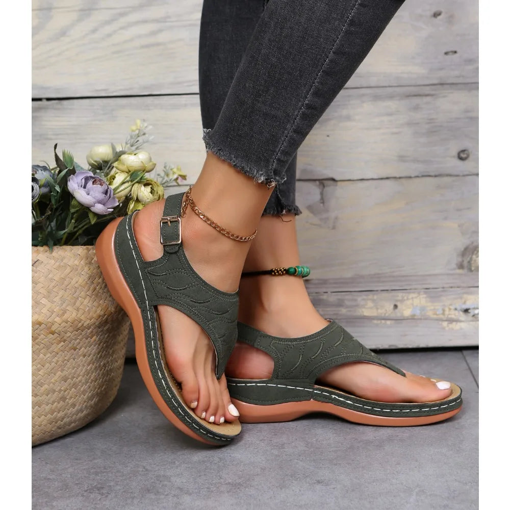 Sandales pour femme style romain à bride et boucle – Respirantes, légères, à plateforme et bout ouvert – Tailles 36 à 43