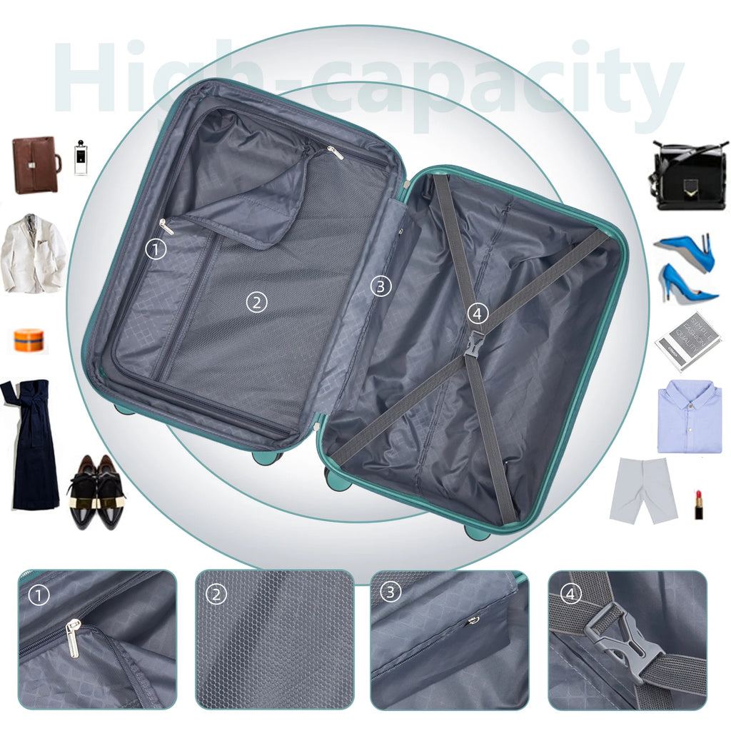 Luggage Sets 6 Piece with Spinner Wheels, Carry on Suitcase, Duffel Bag & Toiletry Bag, Lightweight Durable Rolling Luggage
